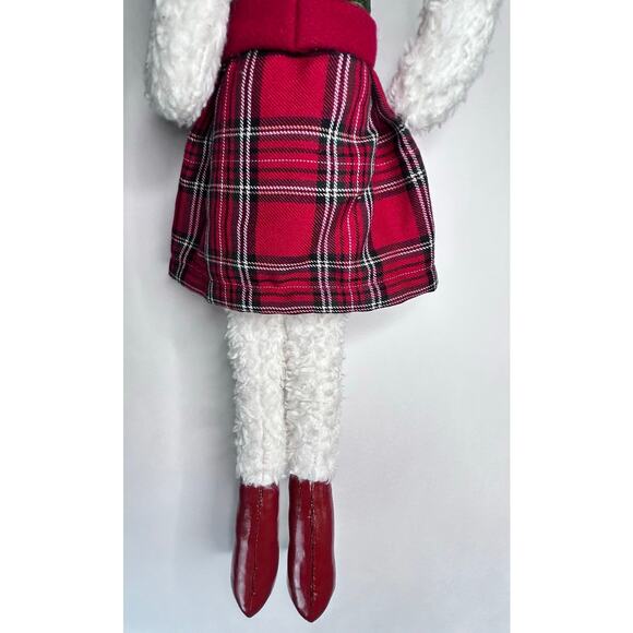 Woof & Poof Christmas Dog Airedale Terrier Plush Plaid Skirt Red Boots 28" - Picture 4 of 10